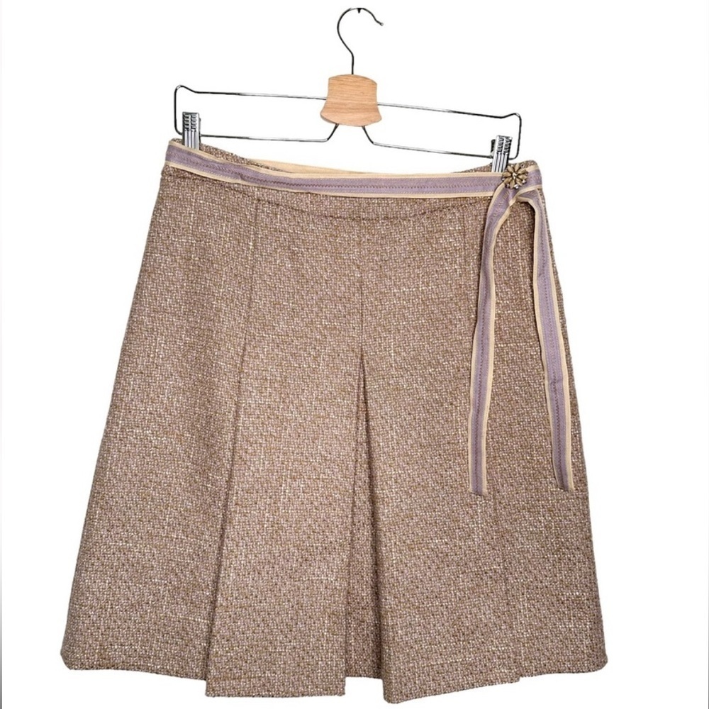 Elie Tahari | Purple Tweed Pleated A-line Skirt Size 6